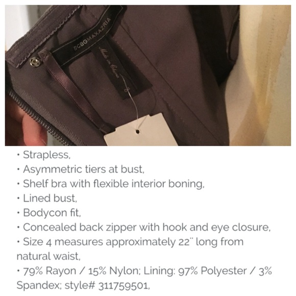 BCBGMaxazria Strapless Misty Morning Grey Dress! - Picture 4 of 4